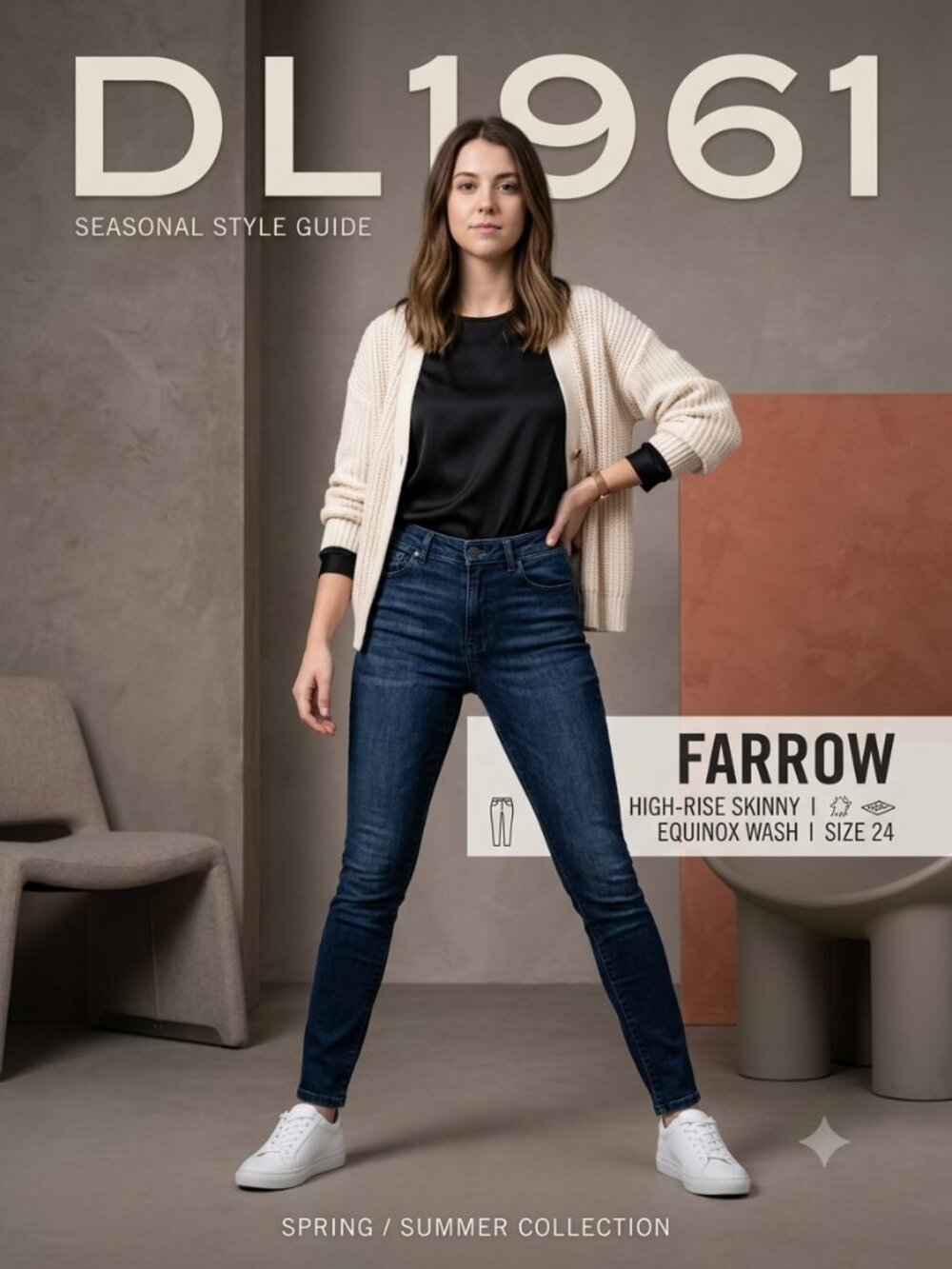 DL1961 Farrow High Rise Skinny Jeans Equinox Wash Size 24
